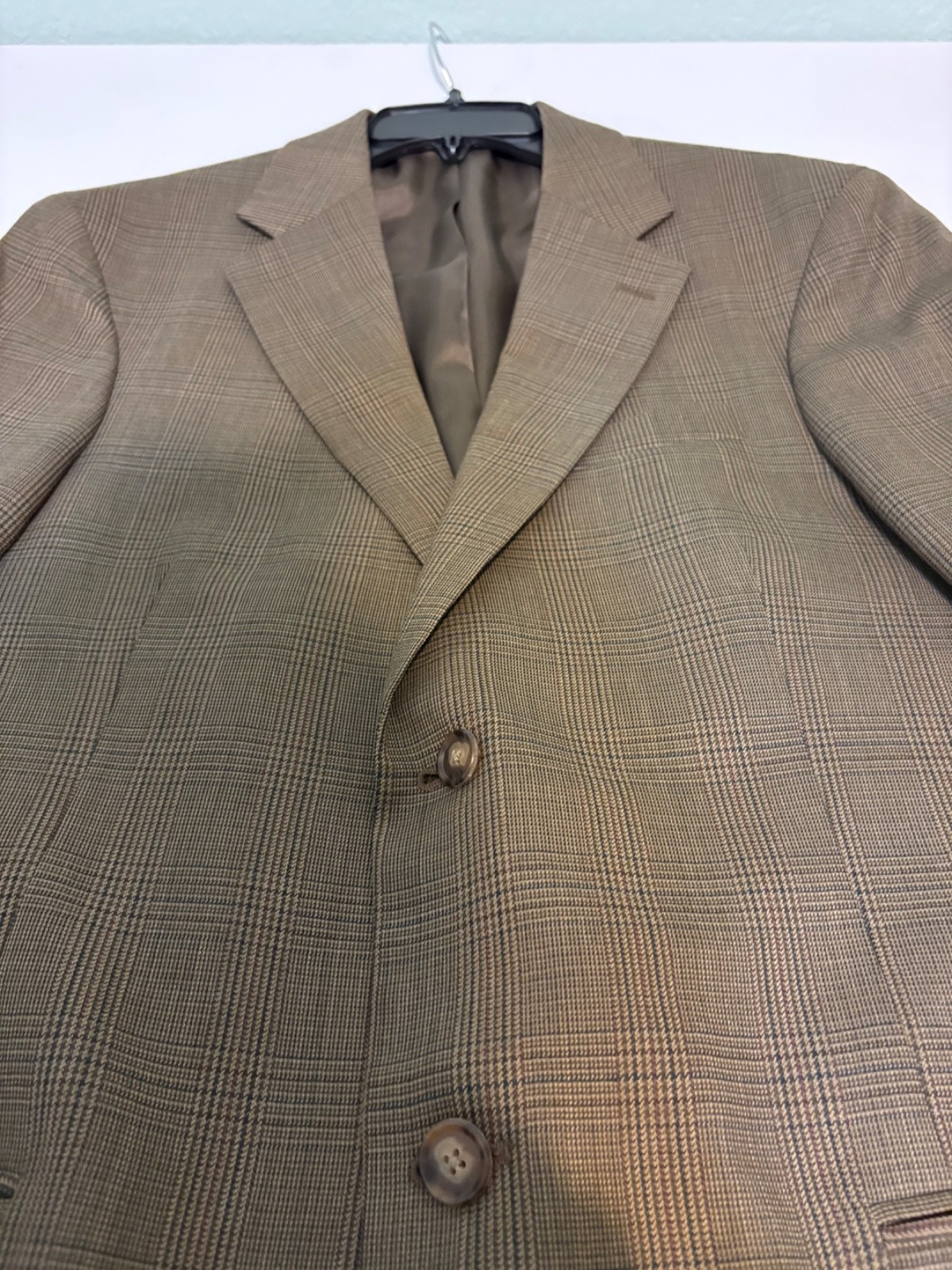 Lands End brown plaid wool blazer/sport coat size 40 Regular, Business, Suit