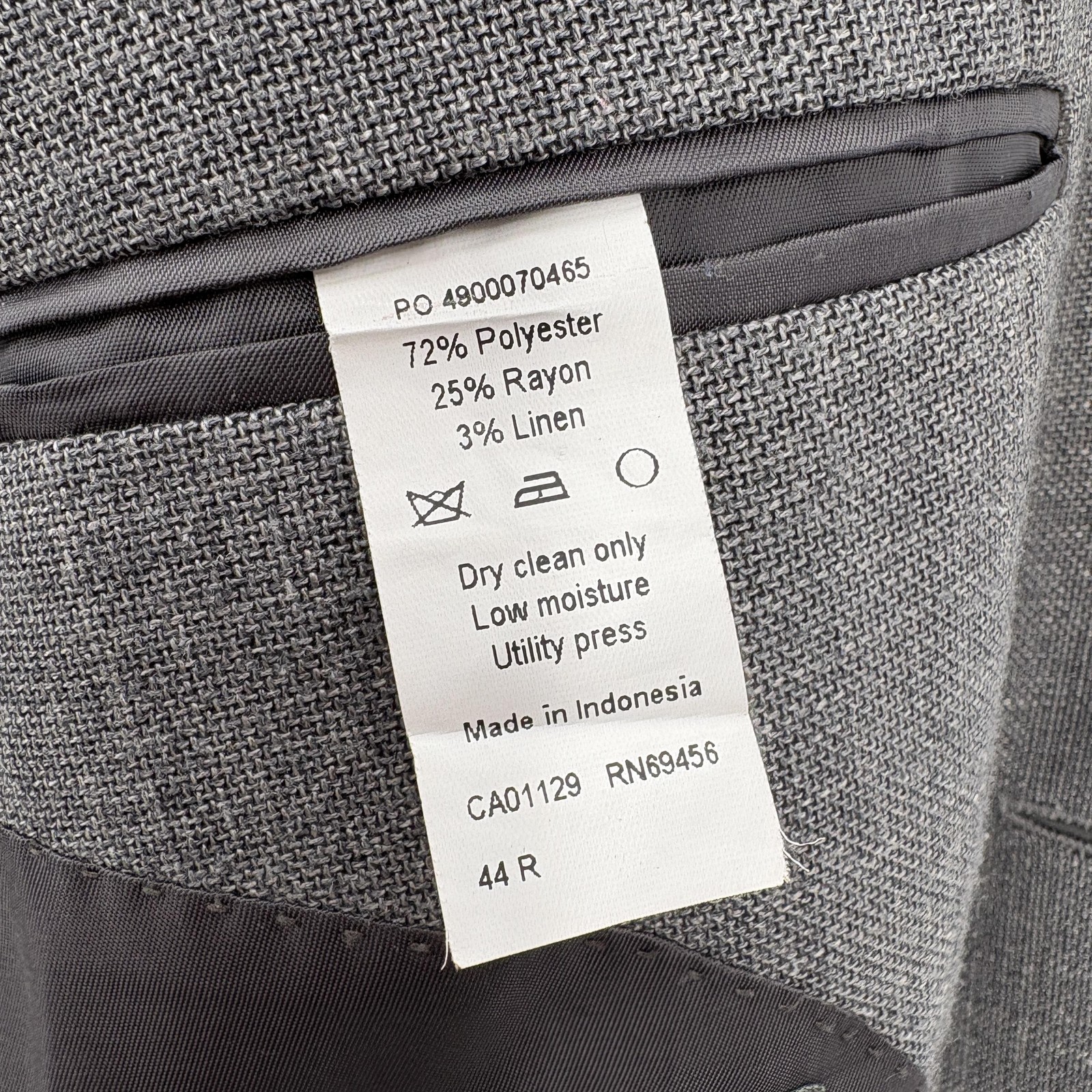 Lauren Ralph Lauren Blazer Mens 44R Gray Poly Rayon Linen Sport Coat Jacket