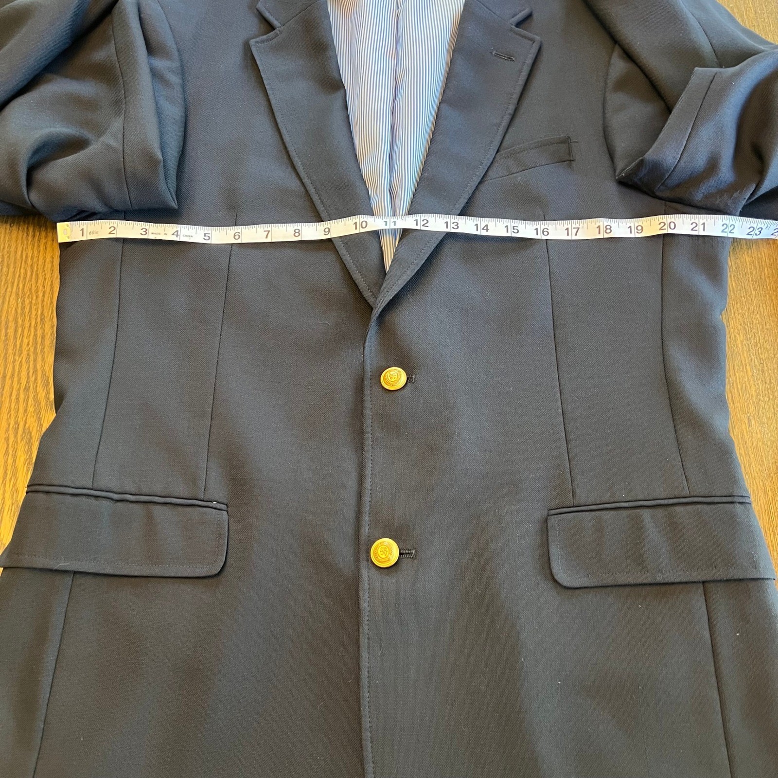 Tommy Hilfiger Blazer Navy Blue 100% Wool Gold Button Preppy Classic Nautical