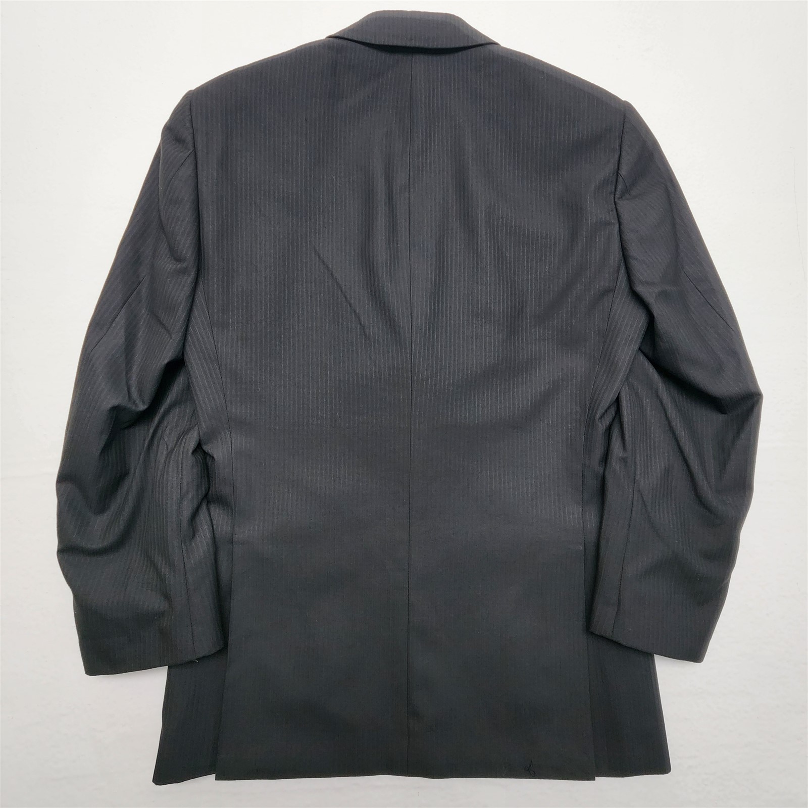 J Ferrar 34S 30×26 Black Weave Stripe 2Btn 2Pc Peak Lapel Mens Jacket Pants Suit