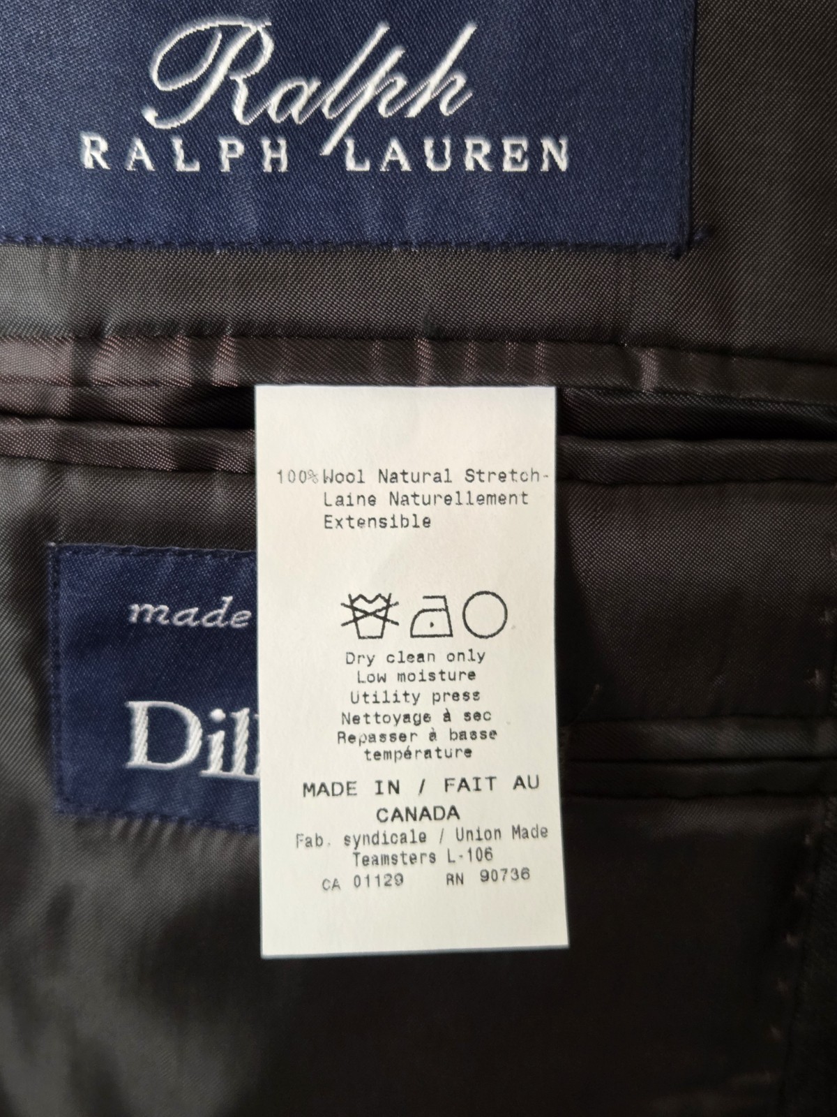 Ralph Ralph Lauren Sport Coat Blazer 46R Gray Blue Windowpane 100% Wool Canada