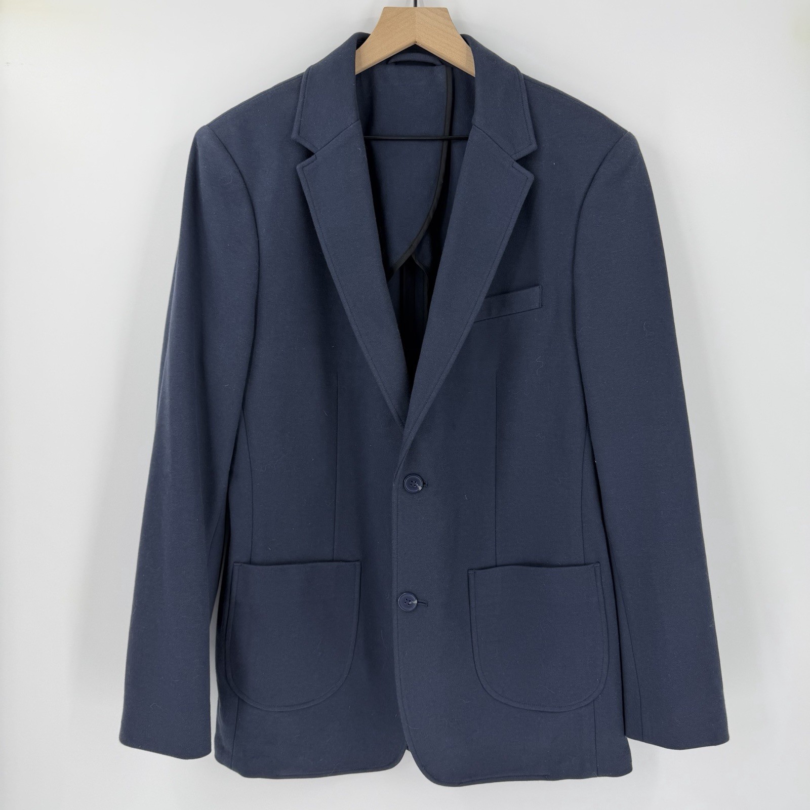 ARTEFACT soft knit blazer jacket navy blue LARGE unlined unstructured stretch