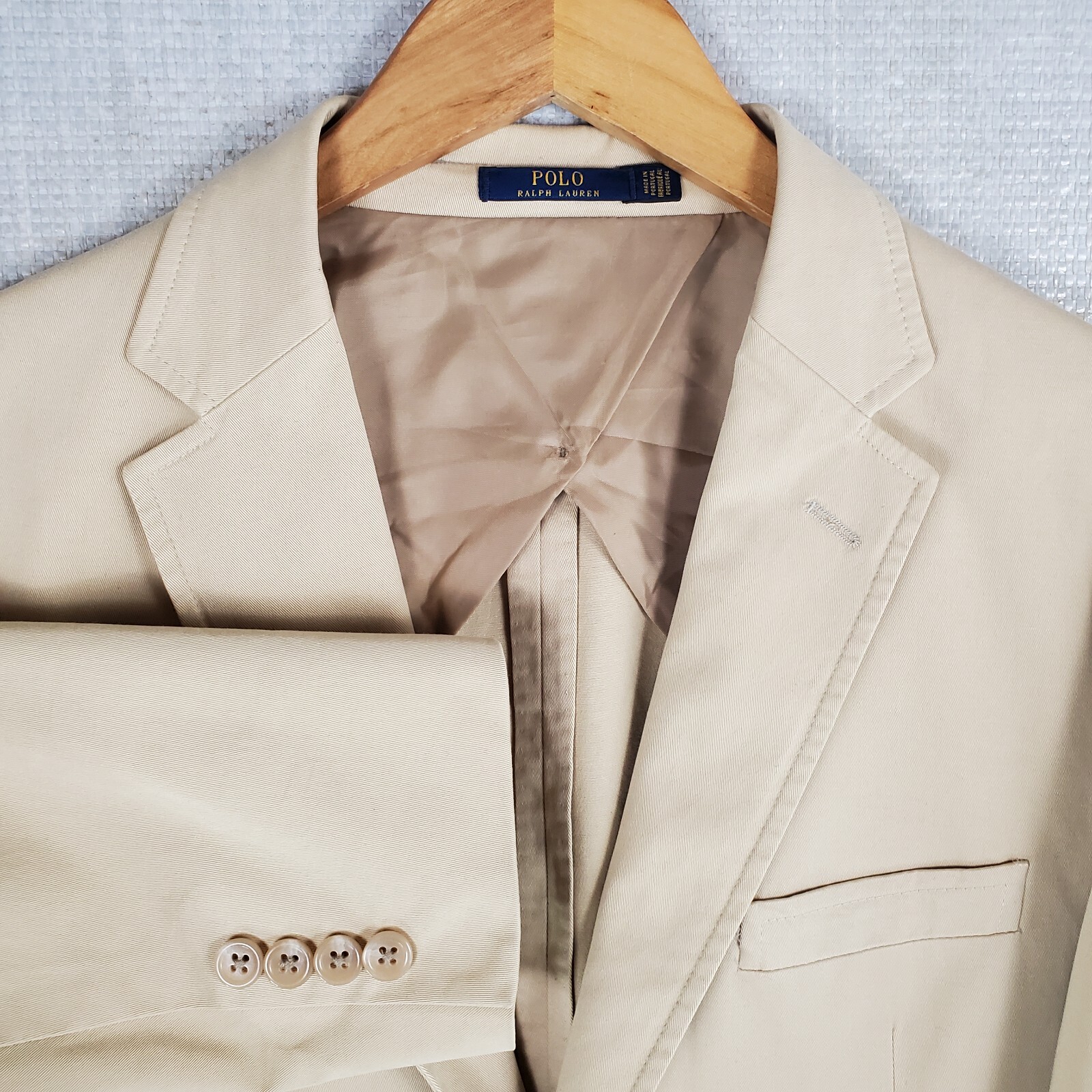 POLO RALPH LAUREN Size 44L Mens Performance Cotton Jacket Blazer Khaki Lapels