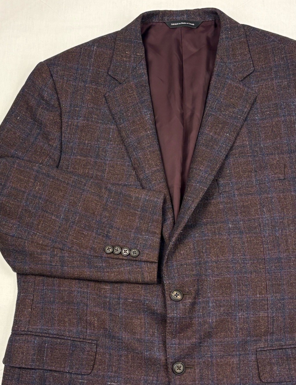 Samuelsohn Yardley Saks 5th Ave Wool/Silk/Linen/Cashmere Sport Coat 44R Plaid