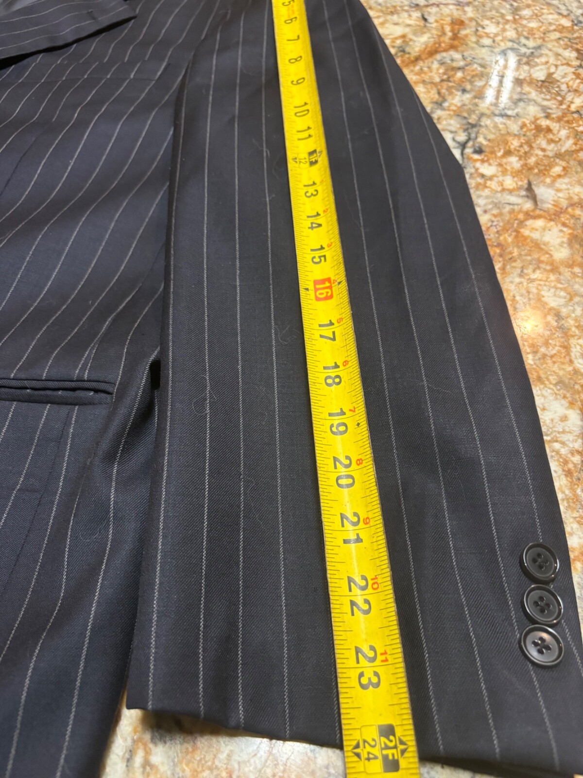 100% Merino Wool 50R Blue Striped Suit Jacket Sports Coat Business Office Formal