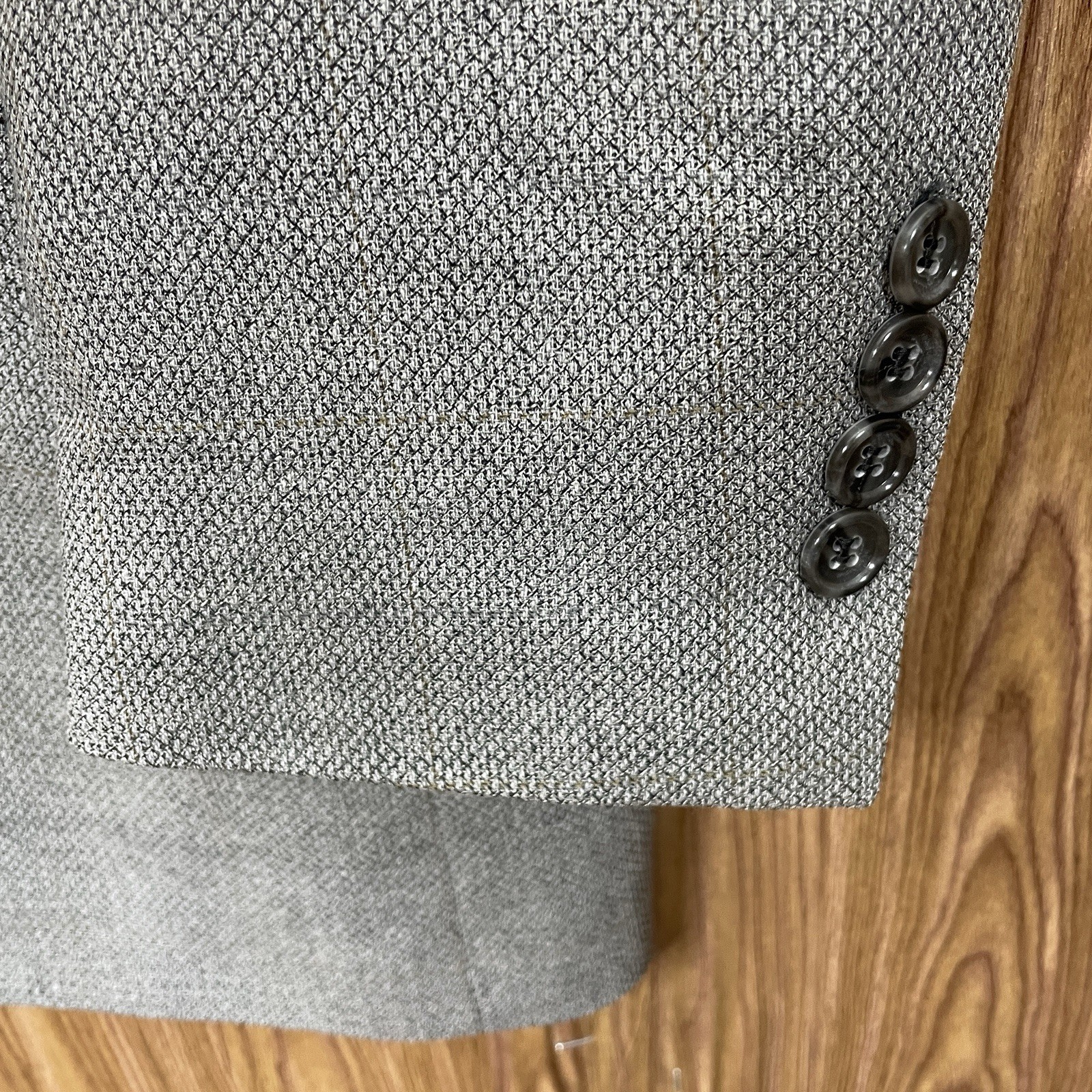 Jones New York Sport Coat Mens 42R Gray Multicolor Check Silk Wool Three Buttons