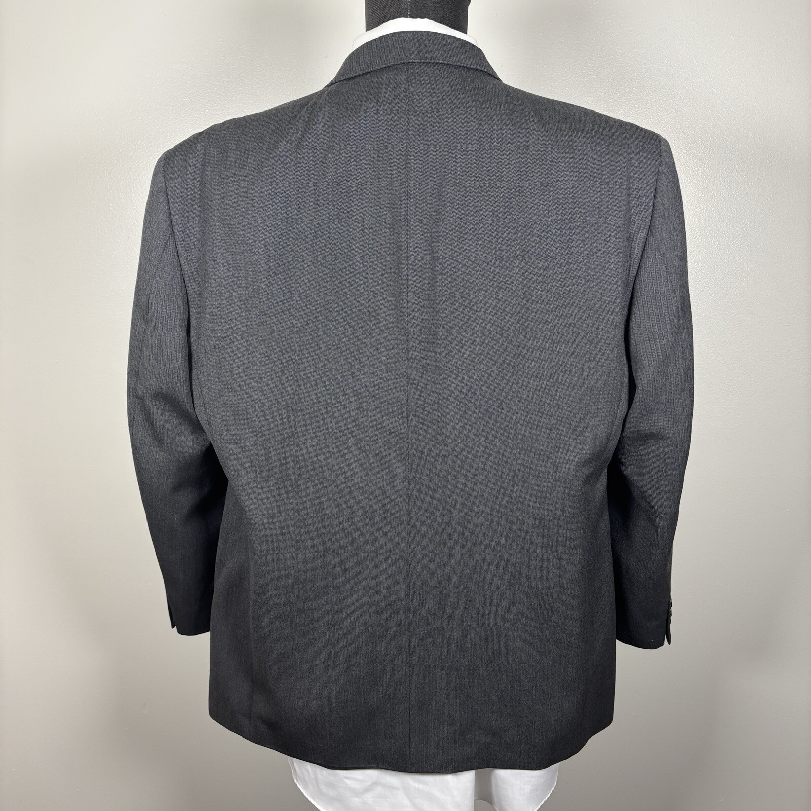 Jones New York Blazer Jacket Mens 44S Solid Gray Three Button Wool Cashmere