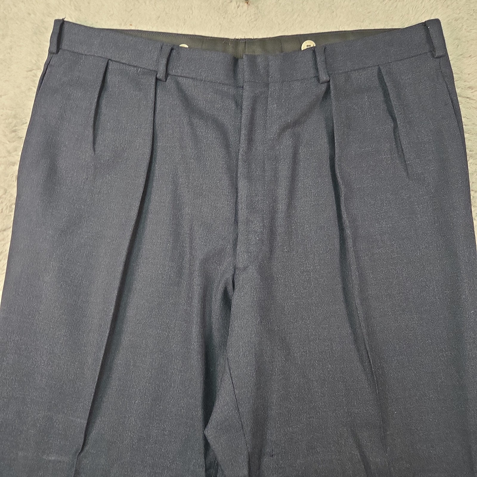 VTG Polo Ralph Lauren Mens Suit 42R 38W Drop 4 Navy Hopsack Wool Pleated 80s USA
