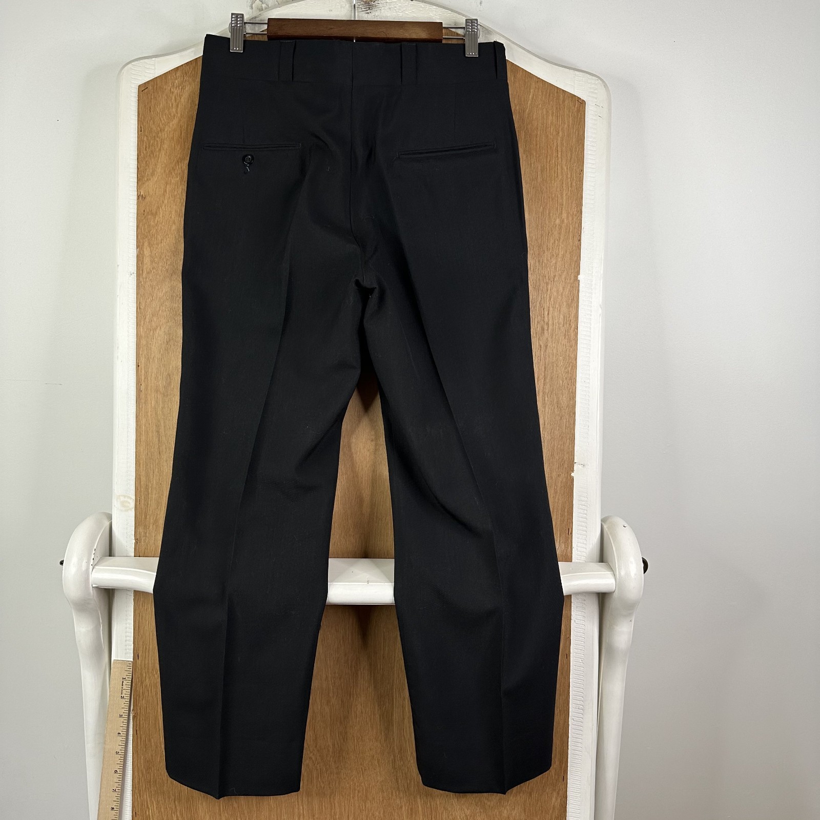 VTG Hughes & Hatcher Suit Mens 38R Black 2 Button Wool 32×28 Wide Notch 1960s