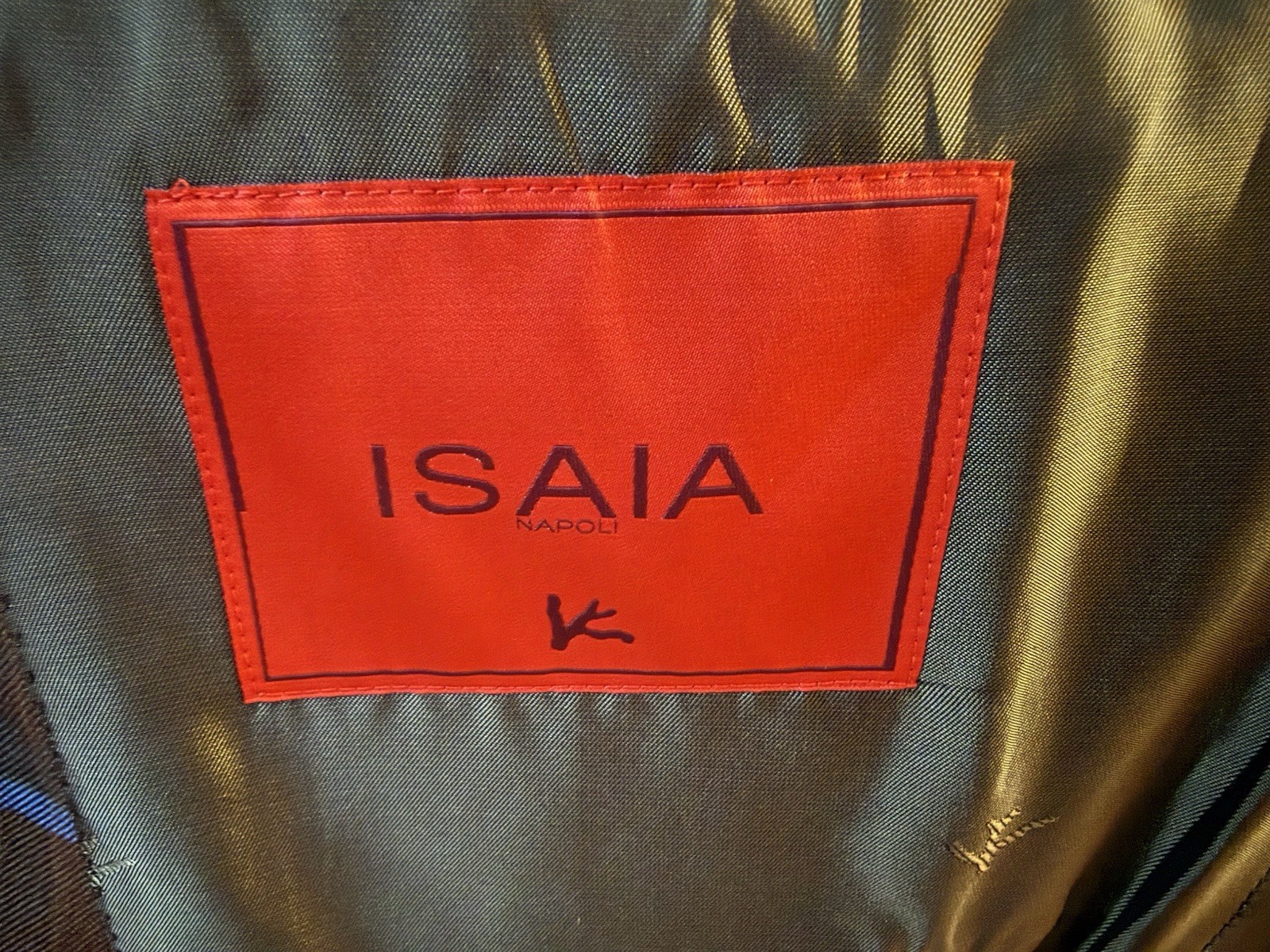 ISAIA Napoli Sanita Sport Coat 44R 54EU Brown Blue Windowpane Wool Silk NWOT