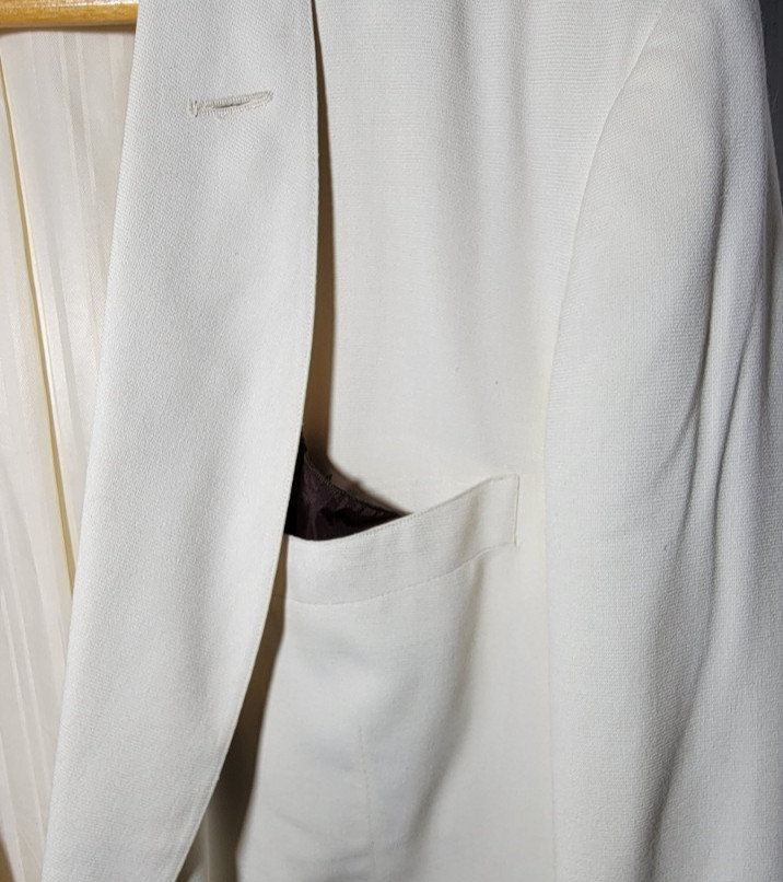 50s Vintage Ivory Shawl Lapel Dinner Jacket Tuxedo Gabardine Formal Prom 44 Lg