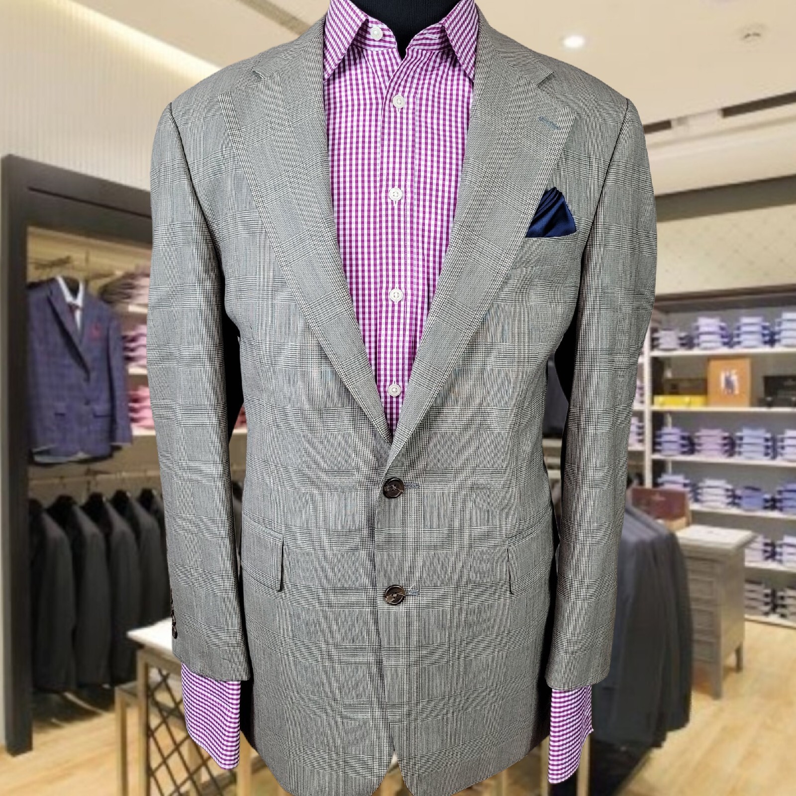 CHAPS RALPH LAUREN Blazer Wool 41L Brown Glen Plaid Mens Sport Suit Coat