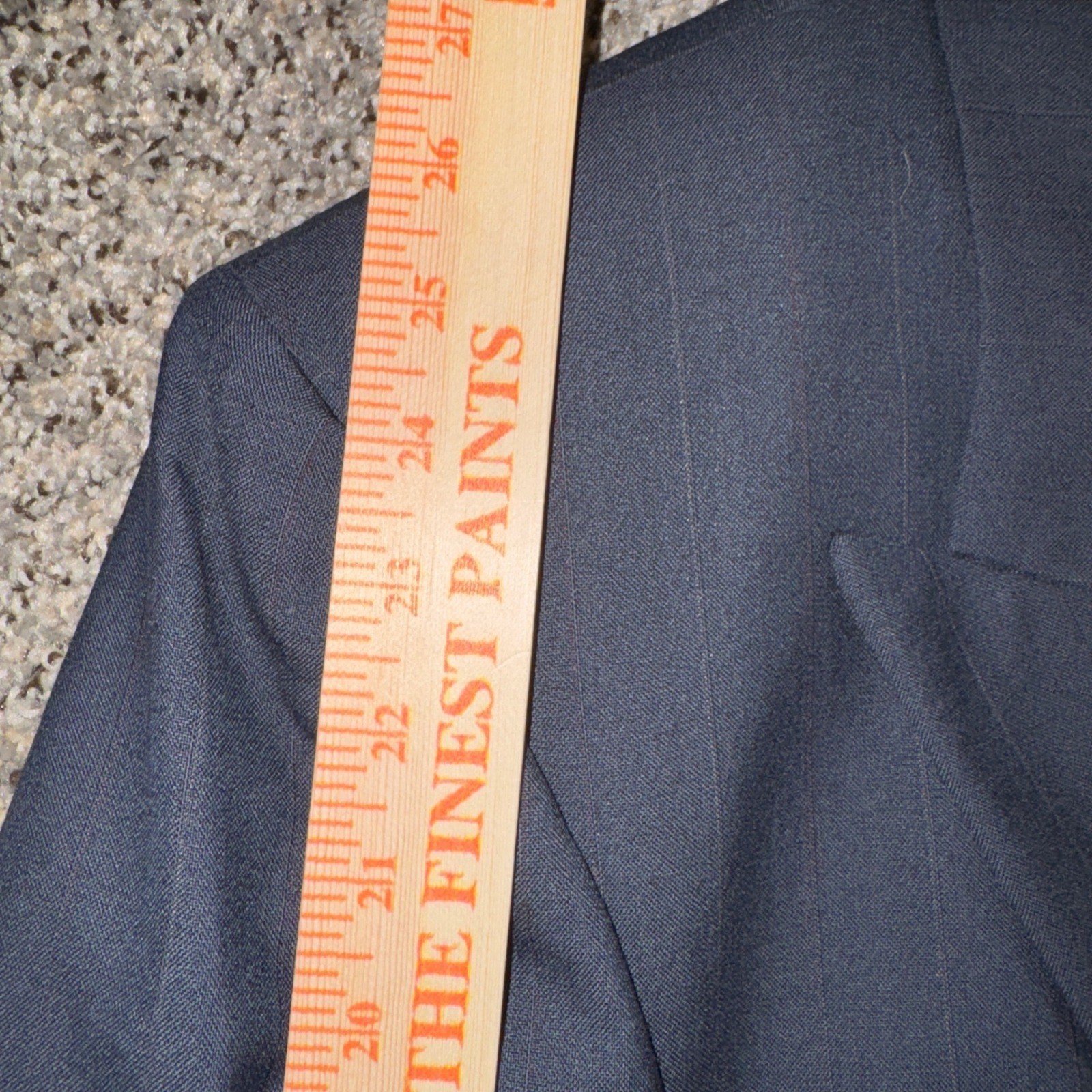 Vintage Pierre Balmain 42R Navy Blue Pinstripe Double Breasted Wool Blazer
