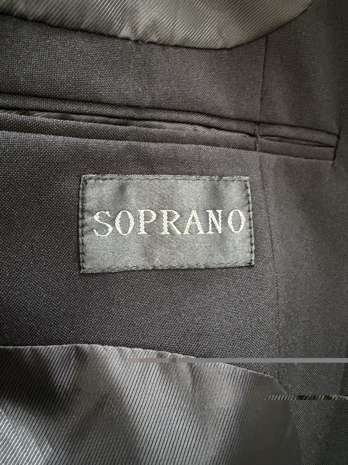 Soprano Men’s Black 2 Pc Suit 40R Jacket Dress Pants 36×29 Pleated Polyester