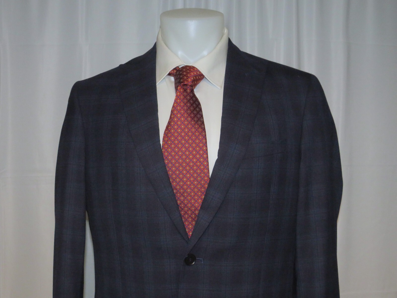 Charles Tyrwhitt Merino Wool Blue Plaid Two Button Suit 42R NWOT