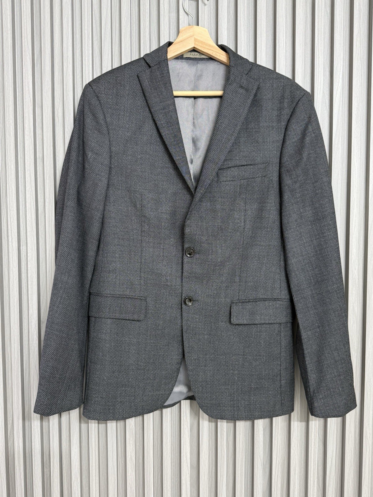 ZARA MAN Men’s Gray Tailored Fit 2 Piece Suit Size 38 Blazer Pants EU 48