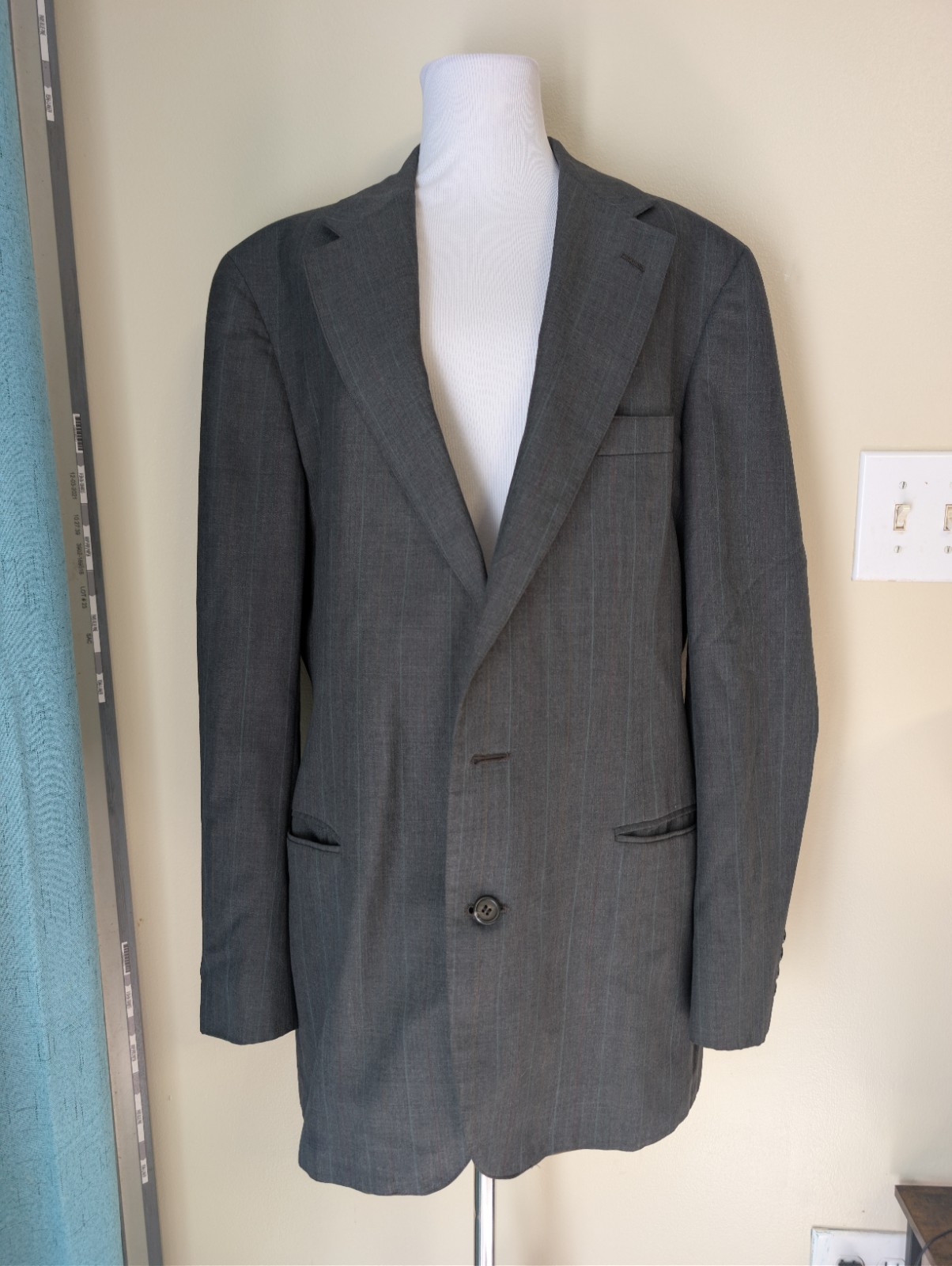 Vintage Polo University Club RL Gray & Blue Pinstripe Sport Coat Blazer 46L USA