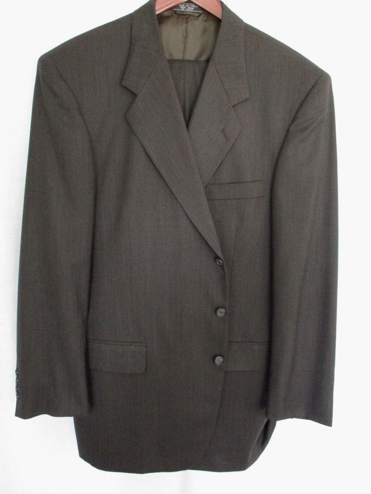Jeffrey Banks Suit 46L 40×27 Brown 100% Wool