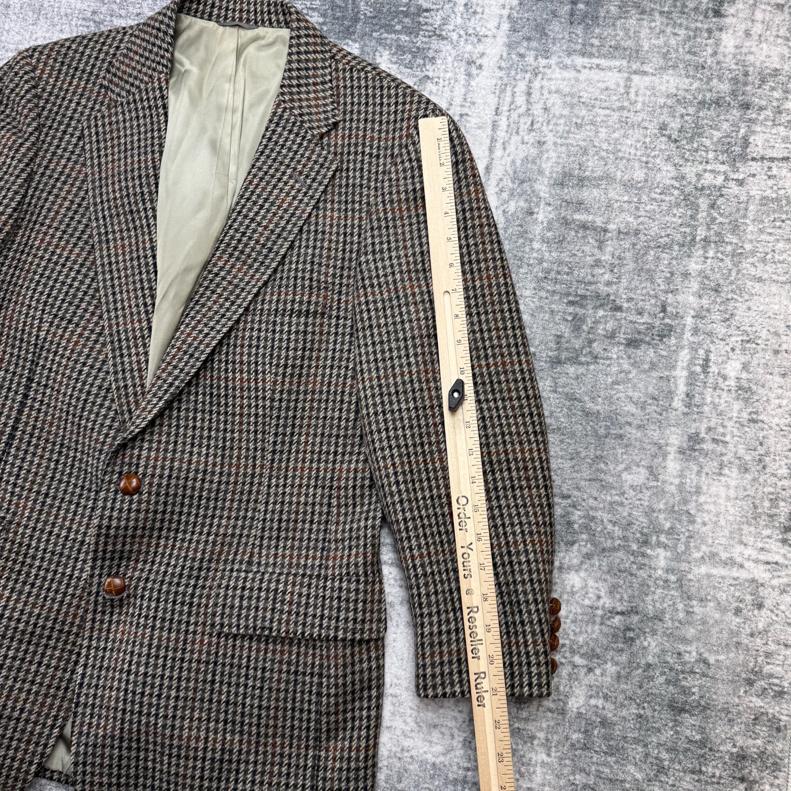 VTG Chaps Ralph Lauren Blazer Jacket Mens 40 Houndstooth Tweed Coat Old Money