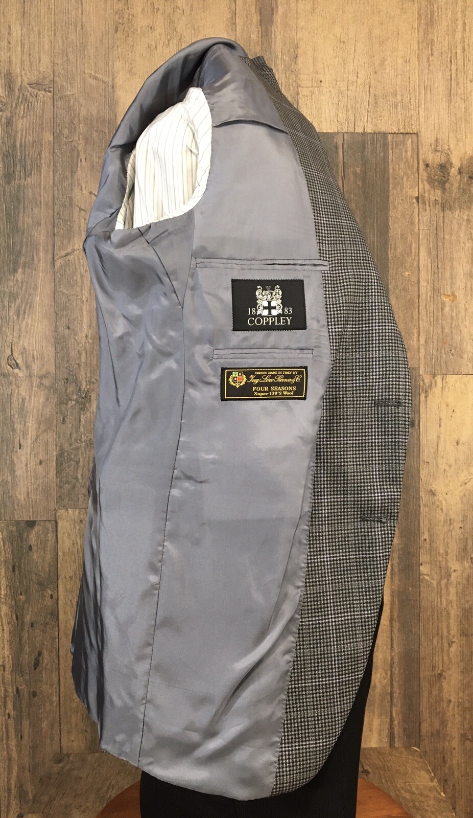 Coppley LORO PIANA Super 130 Blazer 42L 44L Gray PLAID CHECK Jacket 42 L T 44