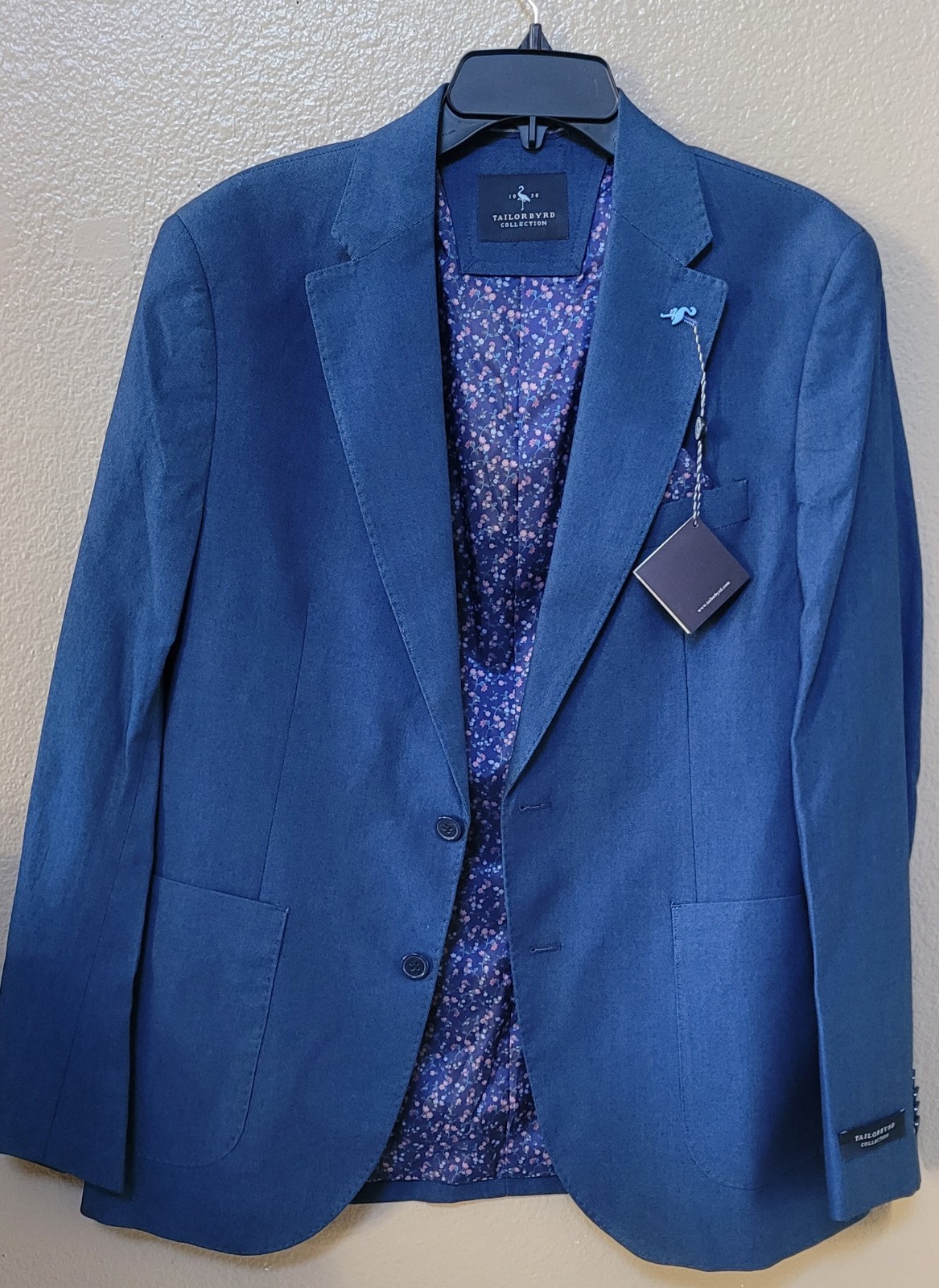 Tailorbyrd Men’s Indigo Dyed Birdseye Sportcoat, 40R, Denim Blue, (906J)