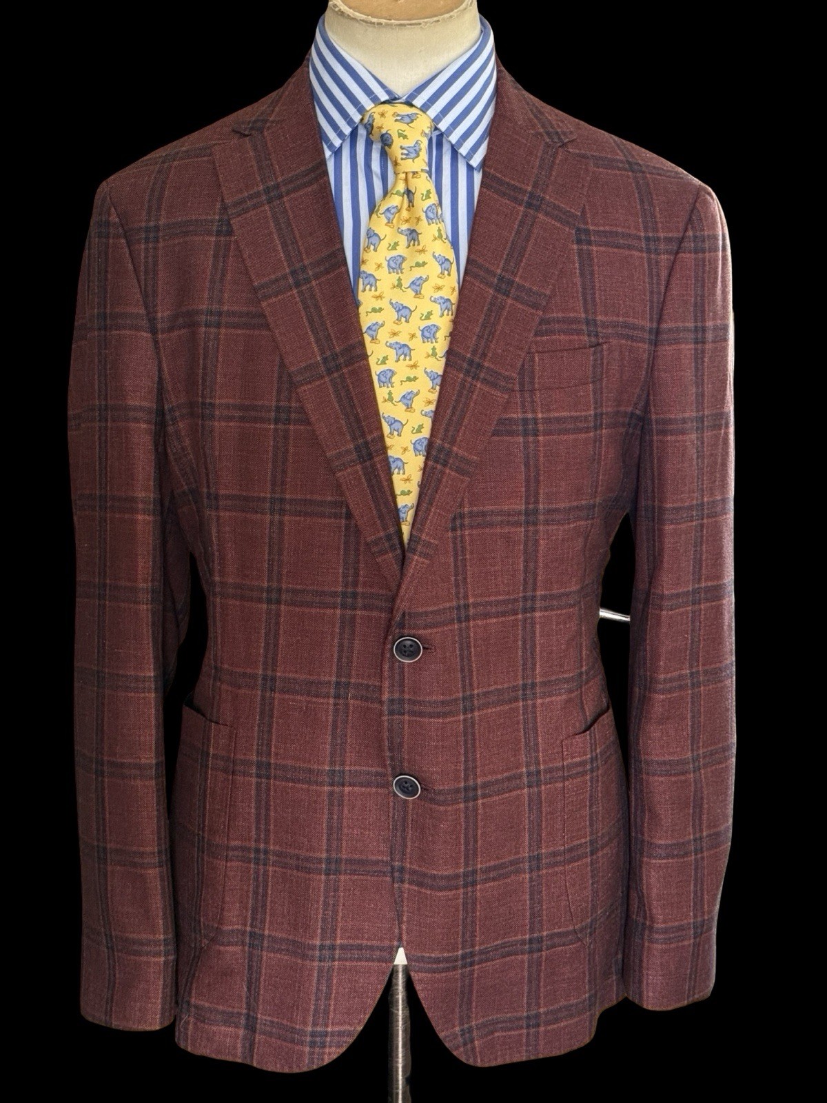 Men’s Carlo Barbera Sport Coat 42R Wool Cashmere Silk Linen Burgundy Red