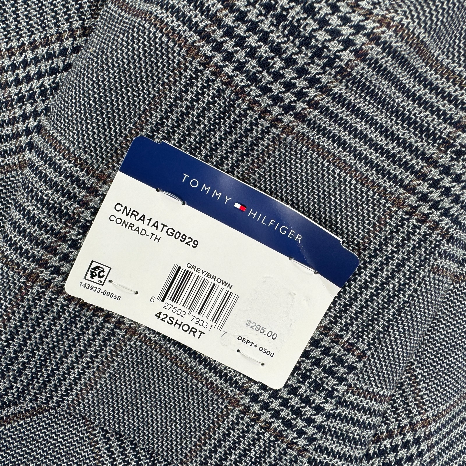 Tommy Hilfiger Mens TH Flex Conrad Modern Fit Check Sport Coat Gray Brown 42S