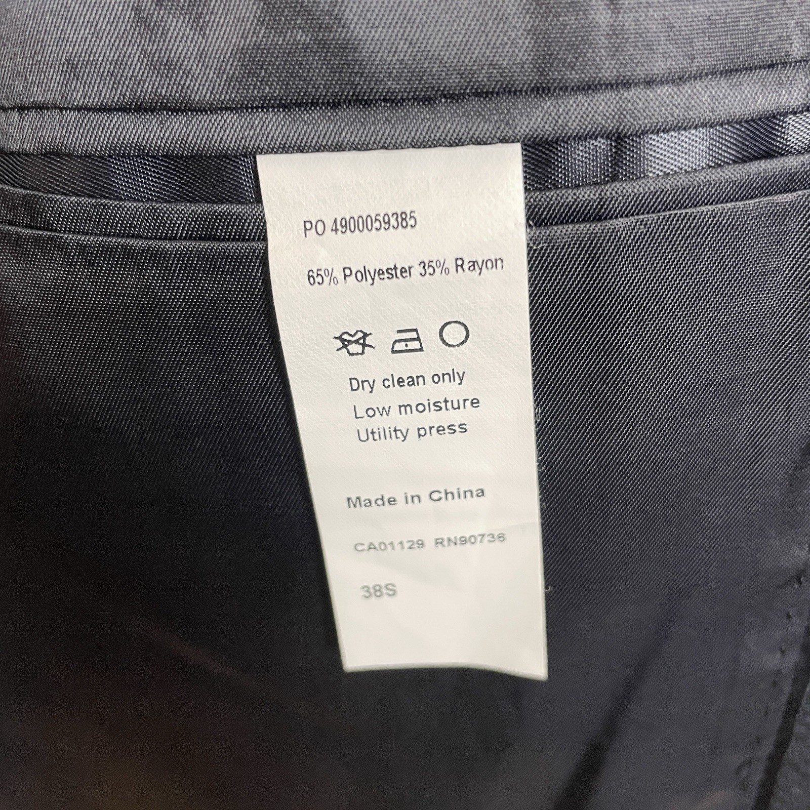 Calvin Klein Sport Coat Mens 38S Blue Black Polyester Double Vented Two Buttons