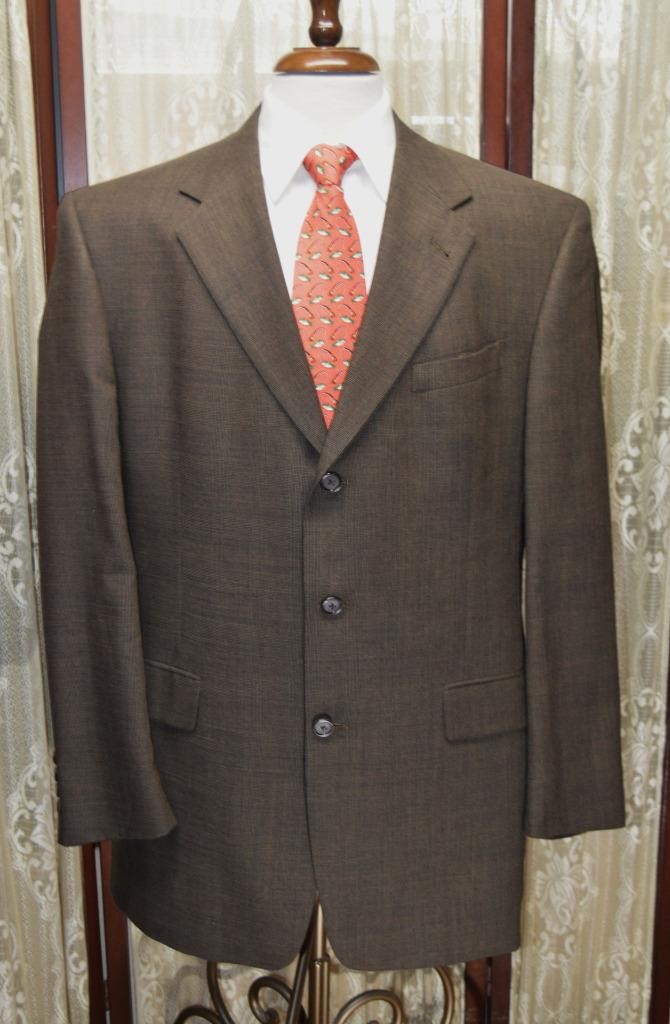 USA Hart Schaffner Marx 42 L glen plaid 100% wool pleat cuff no vent suit w4j6*