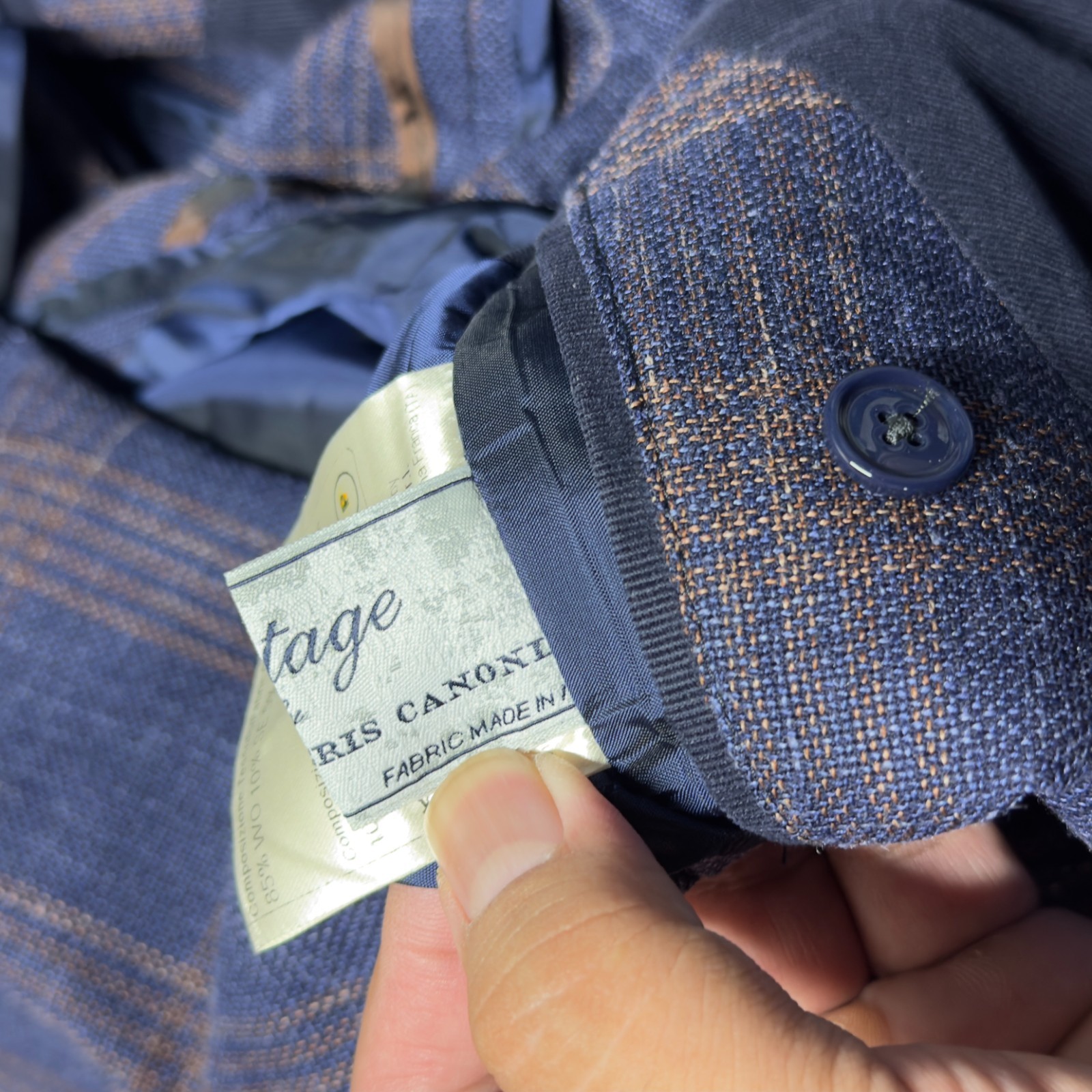 Tagliatore Wool Linen Glen Plaid Italy Men 52R US 42R Vitale Barberis Canonico