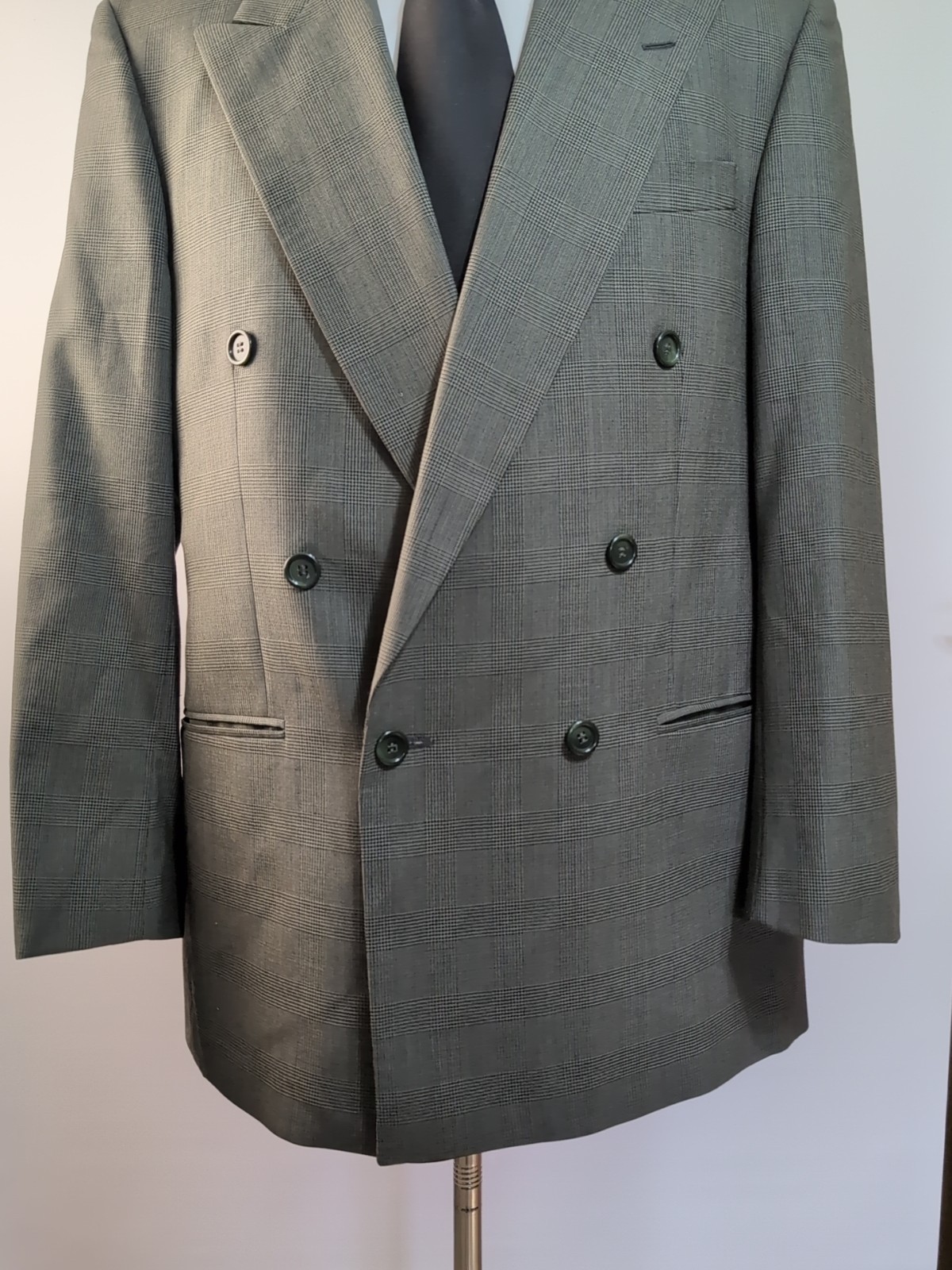 Mens 40R Green Wool Double Breasted Blazer Vintage 6×2 Suit Jacket Plaid Canada