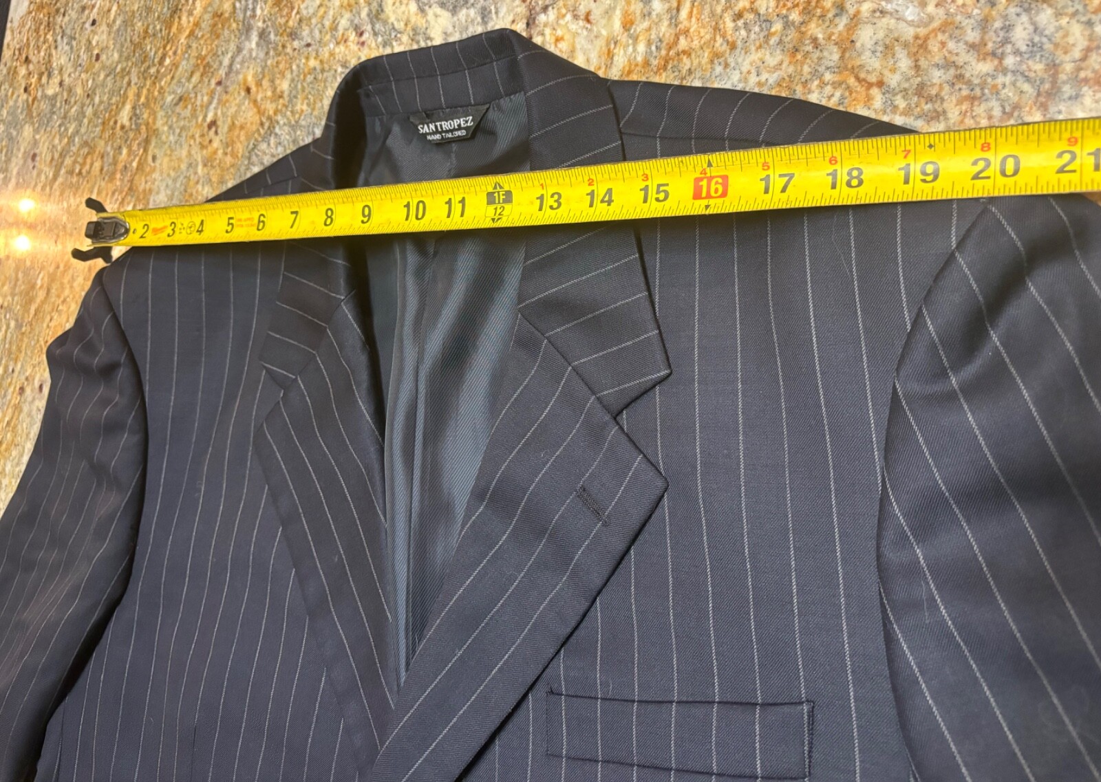 100% Merino Wool 50R Blue Striped Suit Jacket Sports Coat Business Office Formal