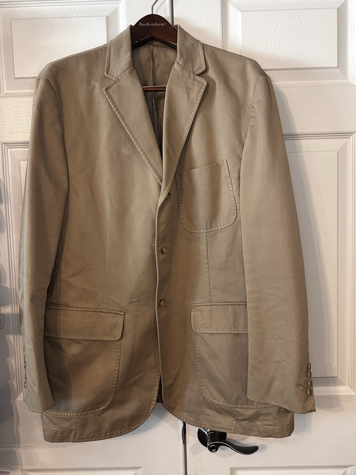 Polo Ralph Lauren Chino Sport Coat Men’s Sz XL Beige Tan Khaki Blazer Jacket