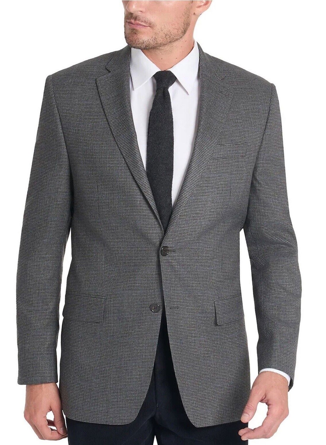 Lauren Ralph Lauren Mens Classic-Fit Houndstooth Sport Coat 38 Regular Grey NWT