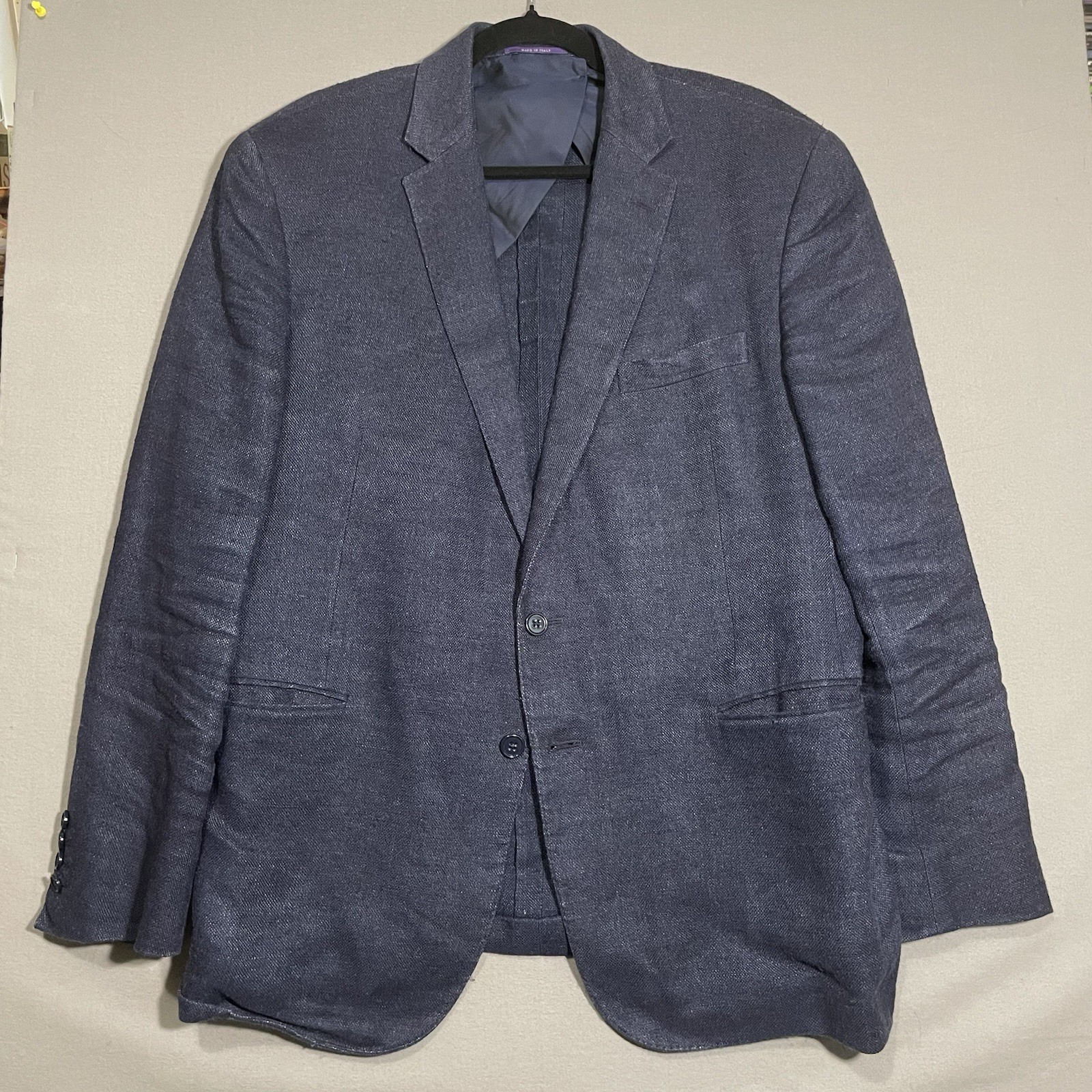Ralph Lauren Purple Label Men’s Silk Linen Sport Coat Indigo Dyed 44r Italy