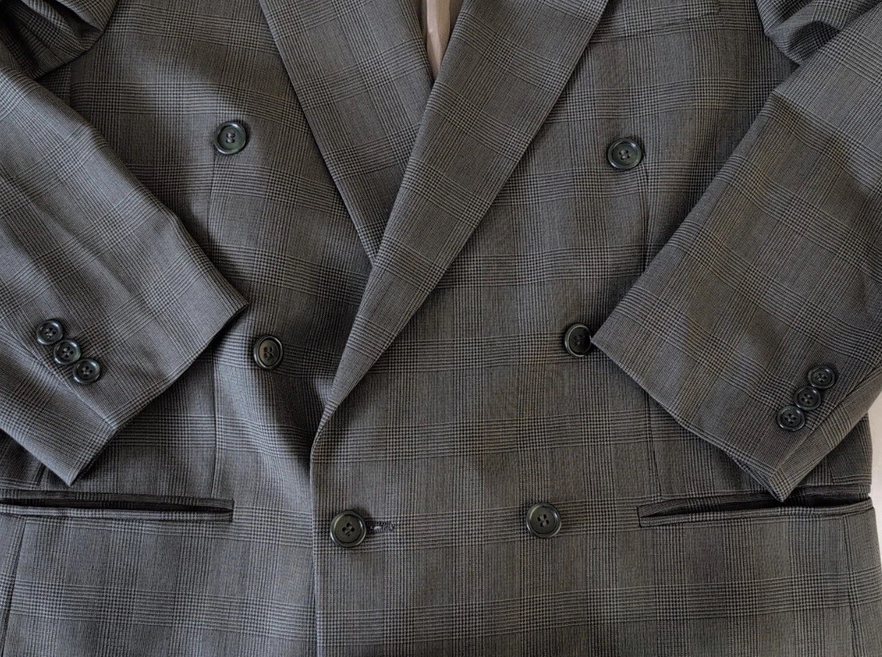 Mens 40R Green Wool Double Breasted Blazer Vintage 6×2 Suit Jacket Plaid Canada