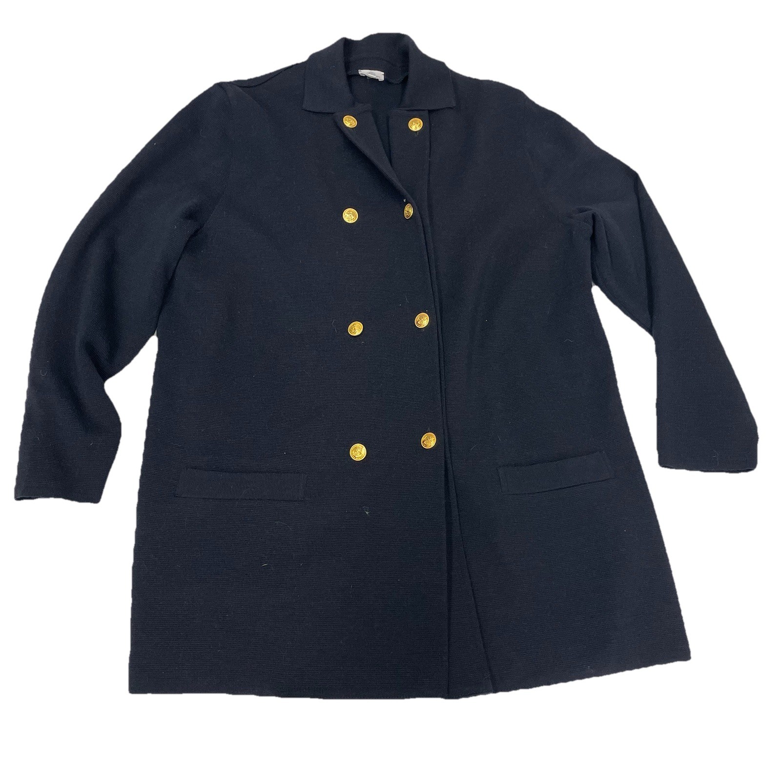 Printemps Button Down Cardigan 48 Navy Blue with Gold Nautical Buttons