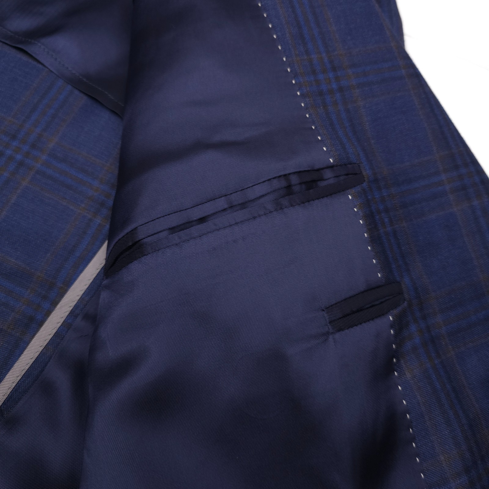 Jack Victor Midland Sport Coat Mens 42S Blue Super 130s Wool Plaid Blazer Jacket