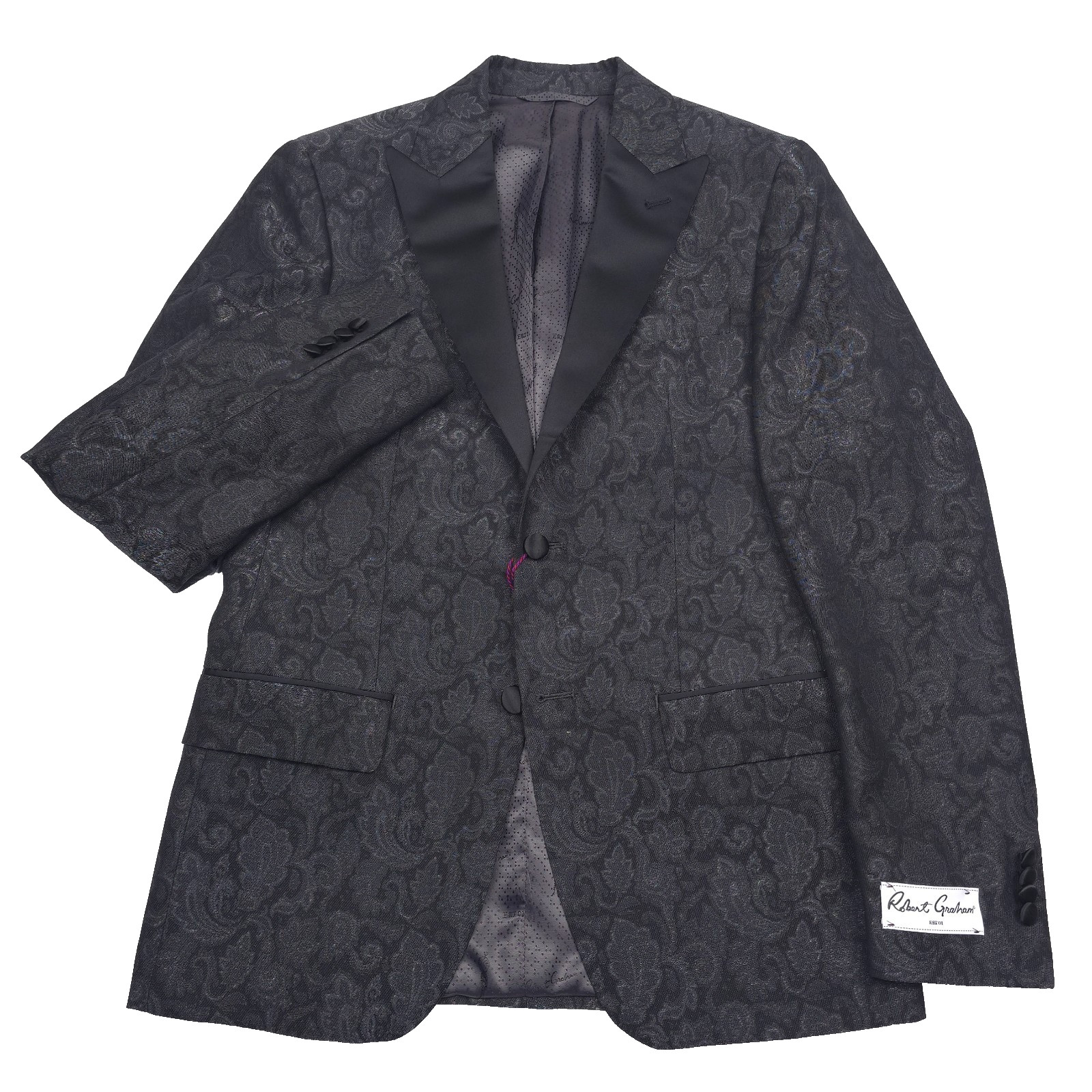 Robert Graham Reggie Dinner Jacket Mens 40R Modern Fit Metallic Paisley Jacquard