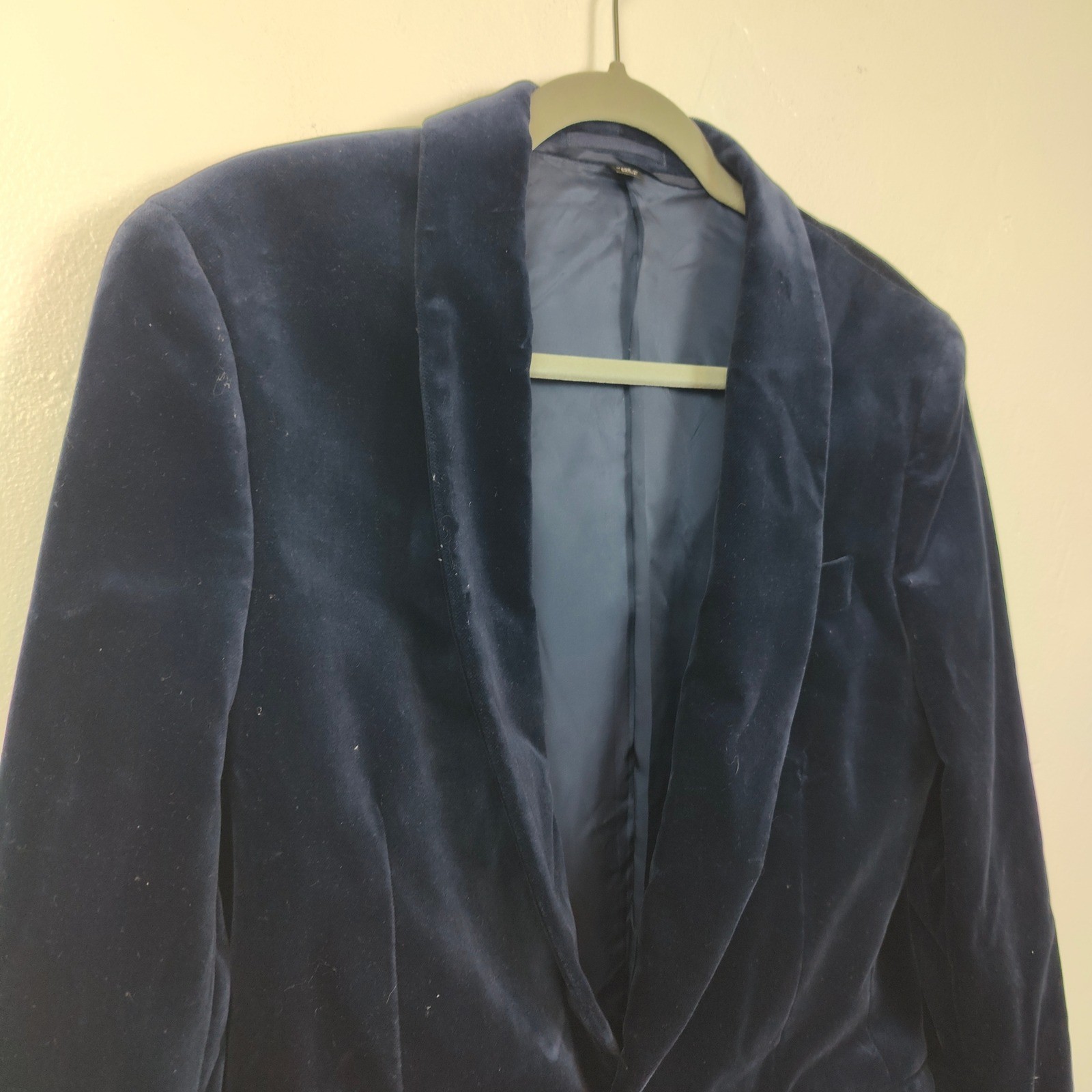 J.Crew Ludlow Velvet Blazer Mens 36S Navy Blue Preppy Slim Holiday Dapper