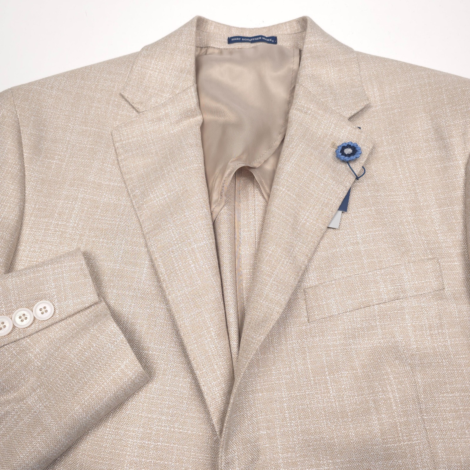 Hart Schaffner Marx Textured Sport Coat Mens 46R NY Fit Beige HSM Blazer Jacket