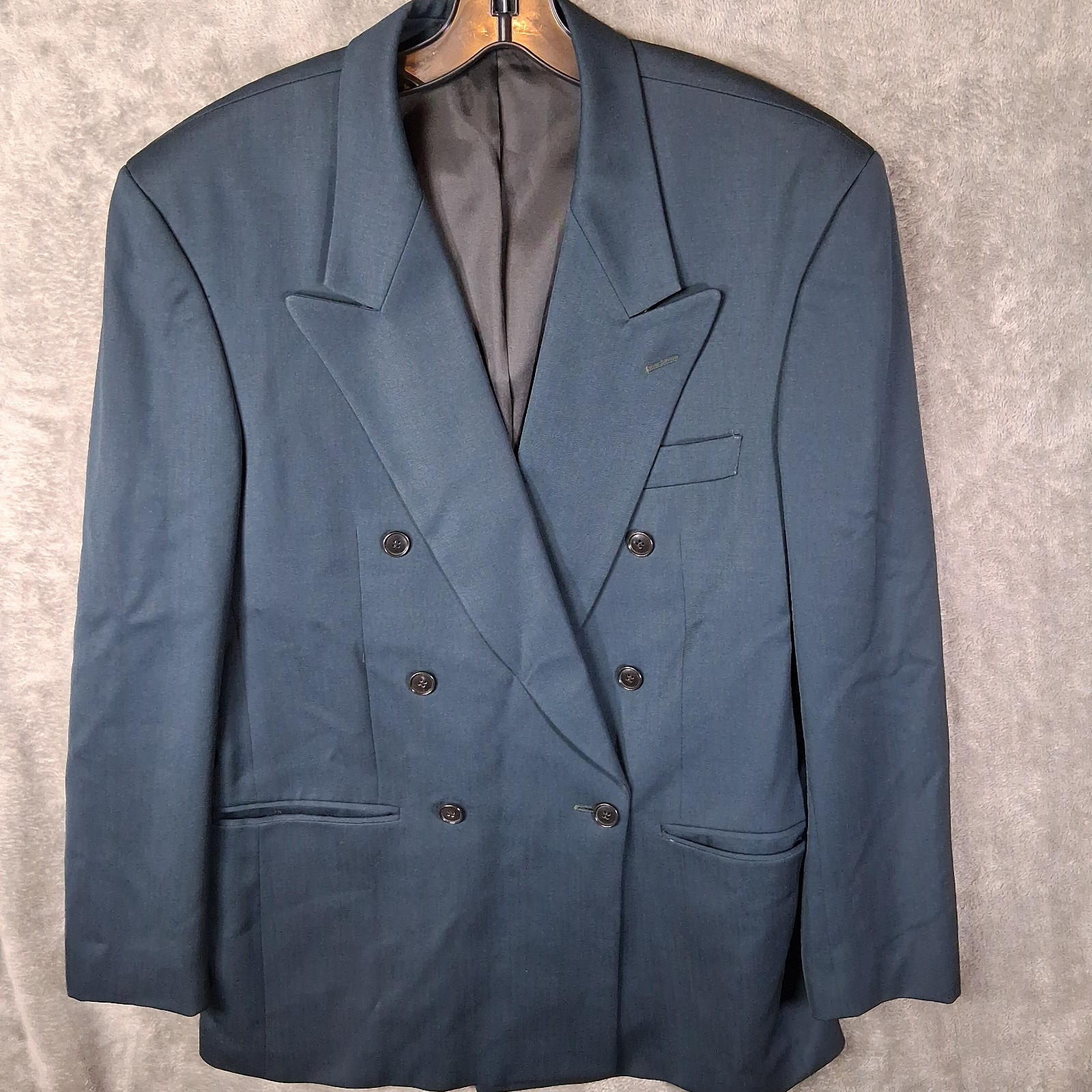 Jones New York Blazer Men 38R Navy Blue Double Breasted Peak Lapels Jaket
