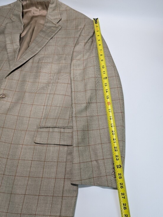 Peter Millar Silk & Wool Blend Windowpane Check Blazer – See Measurements