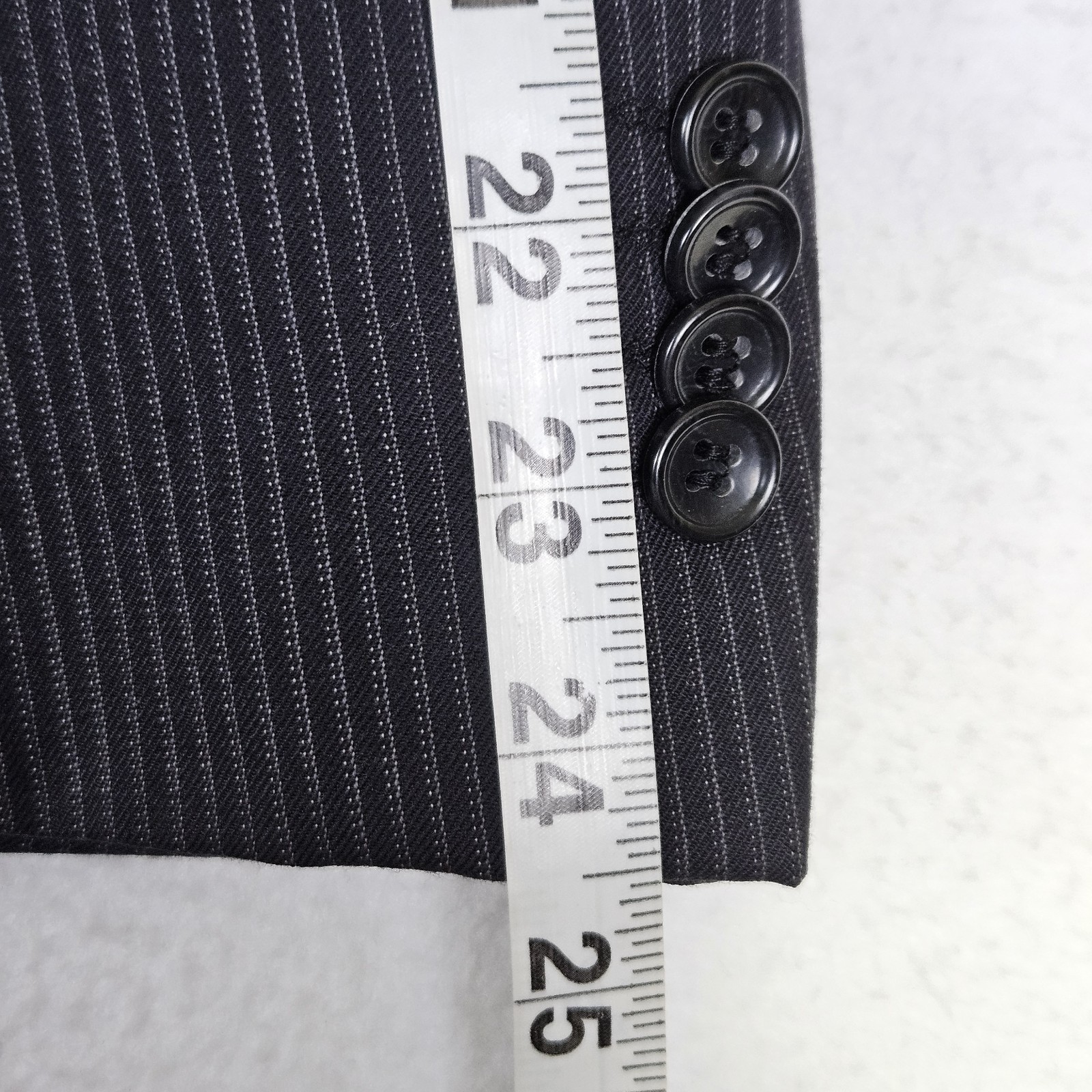 Merino Wool Italian Blazer Mens 46R Black Pinstripe Super 140s Jacket Interview
