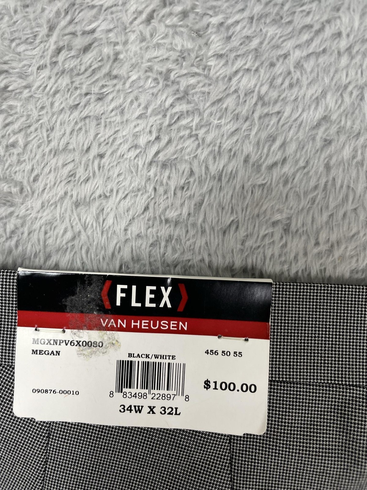 Van Heusen FLEX Dress Suit Pants Mens 34×32* Gray Check Slim Fit Stretch NWT