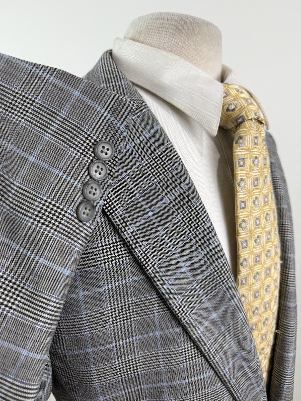 Paul Fredrick Men’s Gray Glen Check Wool Sport Coat Blazer Jacket 46 R