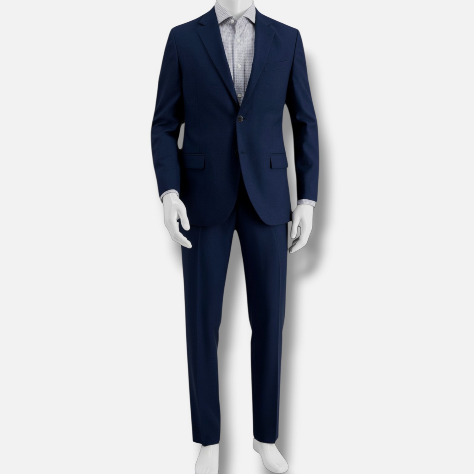 $395 Nautica Men’s Blue Modern-Fit Stretch Pindot 2-Piece Jacket Pants Suit 38R