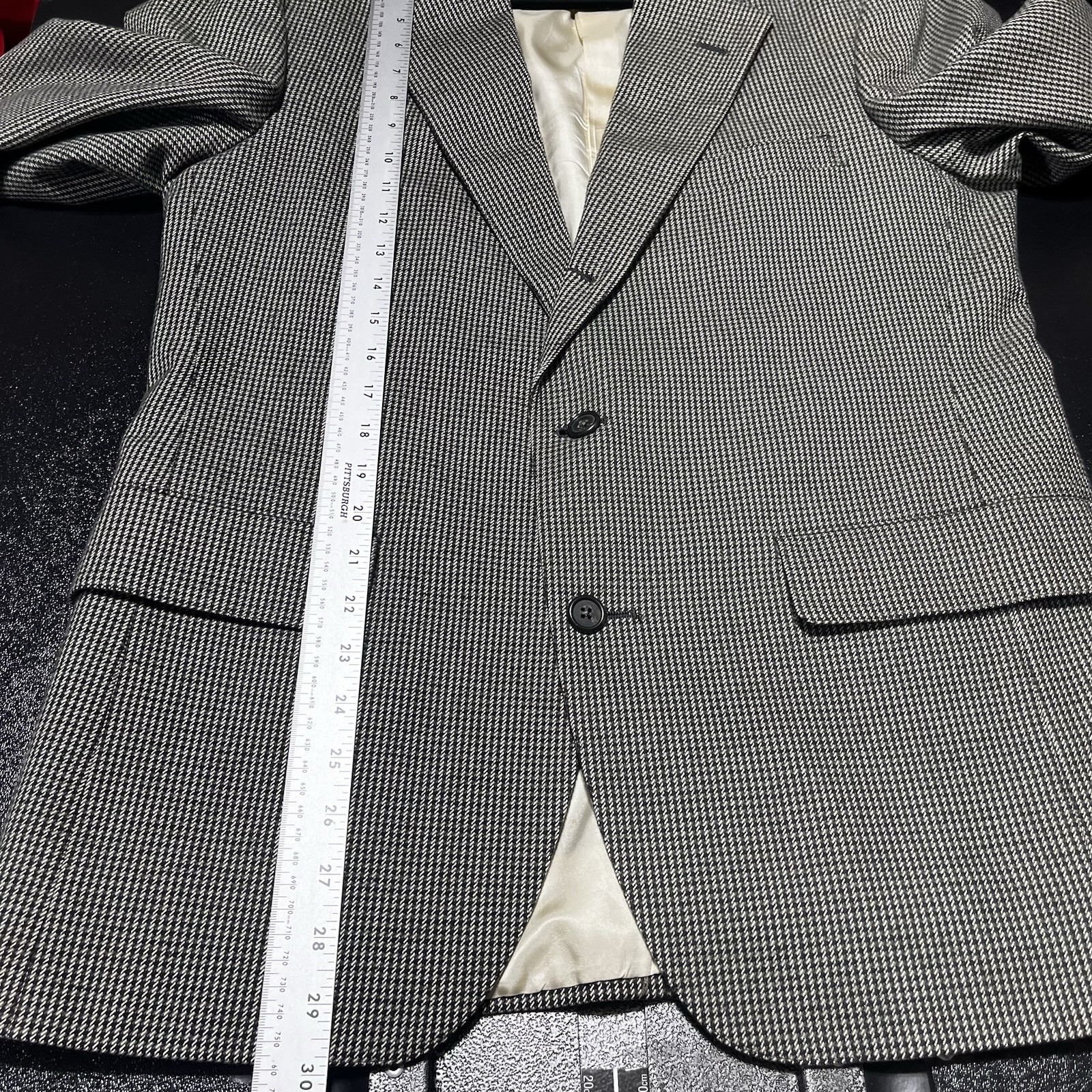 Norm Thompson Blazer Men Houndstooth Wool Elbow Patch Sport Coat Jacket USA READ