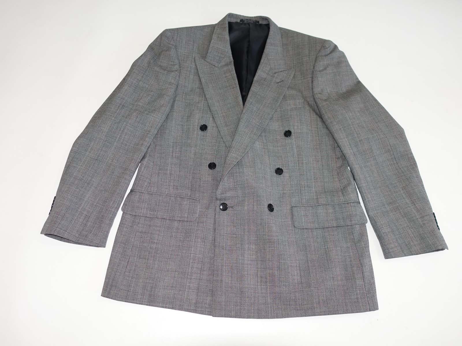 Jones New York Men’s Double Breasted Suit Size 42 Regular 34 x 32 Gray 100% Wool