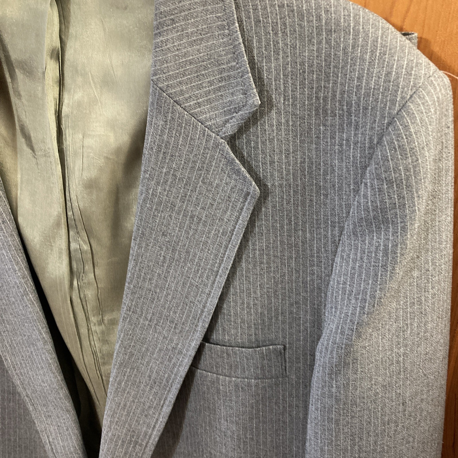 Levi’s Action Mens Vtg Suit Sz 44L 36X30 Gray Pinstripe 70s Retro Single Vented